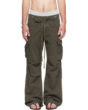 Raimundo Langlois Khaki Double Fly Cargo Trousers - Green