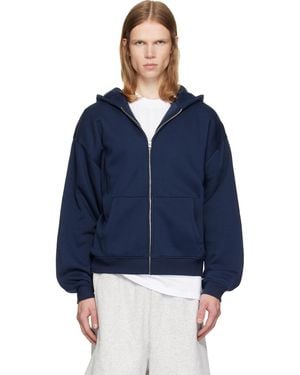 Skims Fleece Lounge Relaxed Zip Up Hoodie - Blue