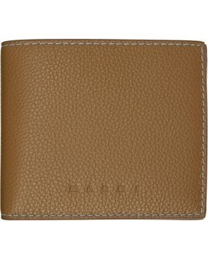 Marni Khaki Contrast Stitching Leather Bifold Wallet - Brown
