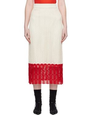 Jil Sander Off- & Bicolour Lace Midi Skirt - Red