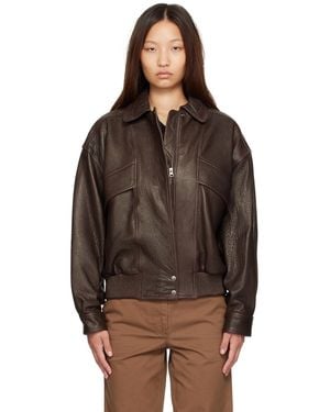 NOTHING WRITTEN Lambskin Bomber Jacket - Brown