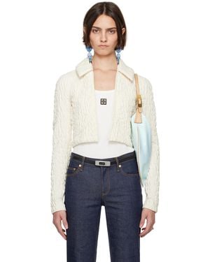 Tory Burch Cropped Wool Silk Jacket - White