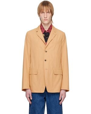 Dries Van Noten Tan Notched Blazer - Blue