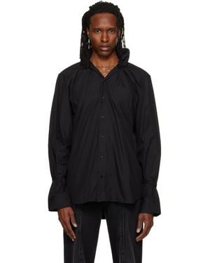 ALAINPAUL Elasticated Collar Shirt - Black