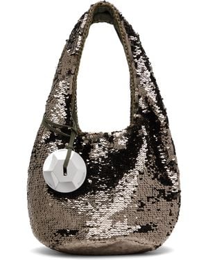 JW Anderson Mini Sac Gris Acier À Paillettes - Noir