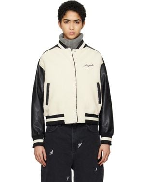 Axel Arigato Blouson Aviateur De Style Teddy Saul Blanc Cassé Et Noir