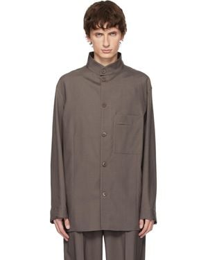 ZEGNA ブラウン Standing Collar オーバーシャツ