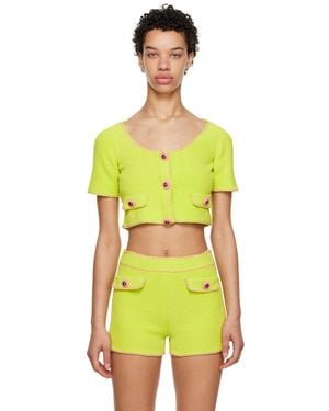 Moschino Green Flap Pocket Cardigan - Yellow