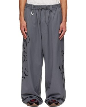 Y-3 Chito Edition Graphic Wide Wool Trousers - Grey