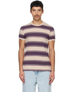 Sanderlak Striped Contrast Rib T-Shirt - Red