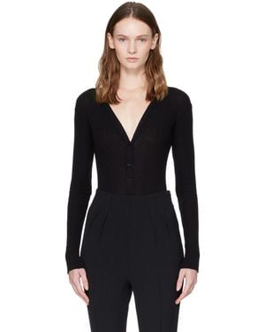 Mugler Justaucorps Noir En Tricot À Boutons