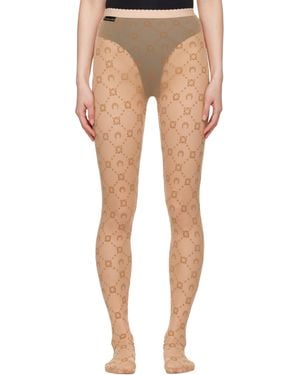 Marine Serre Moonogram Mesh Flock Tights - Multicolor