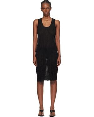TOTEME Crinkled Knit Tank Midi Dress - Black