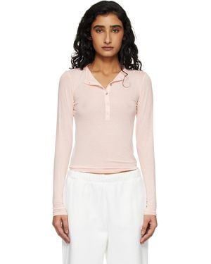 Skims Sheer Modal Creweck Henley - Multicolour