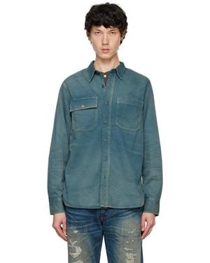 RRL Garment-Dyed Herringbone Twill Shirt - Blue