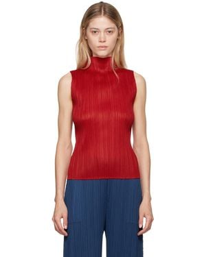 Pleats Please Issey Miyake New Colorful Basics Tank Top - Red