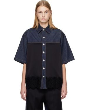 Stella McCartney Satin Panel Short-sleeve Denim Shirt - Blue