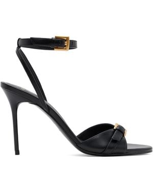 Balmain Anthem Leather Heeled Sandals - Black