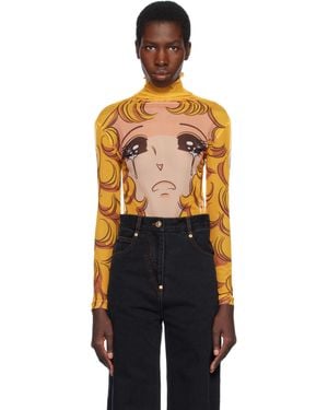 Pushbutton Crying Girl Mesh Turtleneck - Black