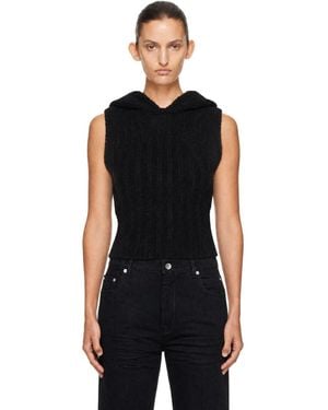 Rick Owens Tower Cropped Tank Hoodie - Black