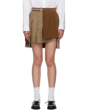 Thom Browne ベージュ Gunclub チェック ツイード プリーツ ミニスカート - ブラック