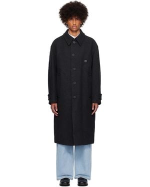 WOOYOUNGMI Wool Balmacaan Coat - Black