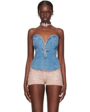 Blumarine Blue Paneled Denim Tank Top