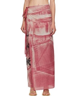 Acne Studios Foulard Rose À Motif Imprimé