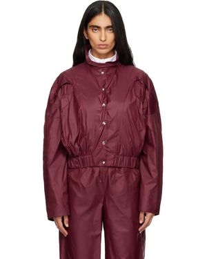 FIDAN NOVRUZOVA Burgundy Macar Nylon Windbreaker Bomber Jacket - Red