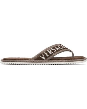 Versace Cotton-Terry Flip-Flops - Brown