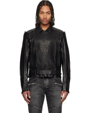 Balmain Lightweight Lambskin Leather Biker Jacket - Black
