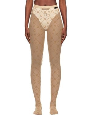 Marine Serre Tan Recycled Mesh Flock Tights - Natural