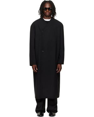 Fear Of God Manteau Noir En Laine À Double Boutonnage