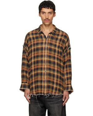 R13 Shredded Seam Drop Neck Shirt - Brown