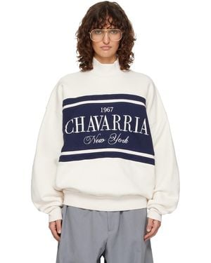 Willy Chavarria Off- 'Chavarria' Stripe Gilroy Sweatshirt - Blue