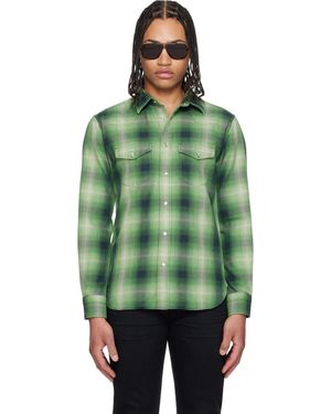 Tom Ford Grand Degrade Check Western Shirt - Green