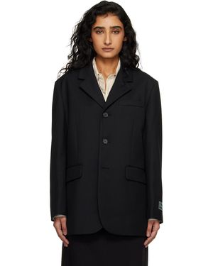 DUNST Veston Noir En Laine À Trois Boutons