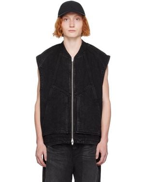 Juun.J Oil-Washed Denim Vest - Black