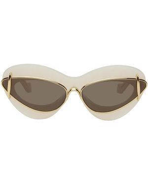 Loewe オフホワイト&ゴールド ダブルフレーム サングラス - ブラック