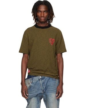 ANDERSSON BELL Essential Heart Logo Stripe T-Shirt - Green