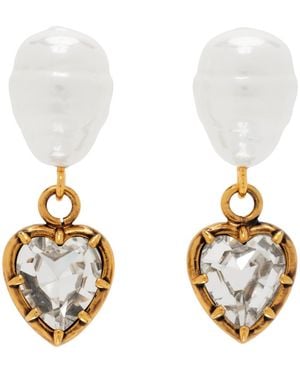 Erdem Pearlheart Drop Earrings - Metallic