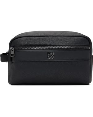 HUGO Polished Logo Wash Pouch - Black
