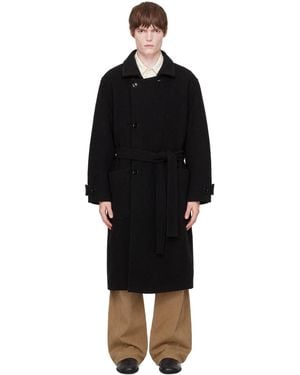 Lemaire Wrap Double Wool Coat - Black