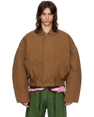 JW Anderson Tan Dropped Shoulders Jacket - Brown