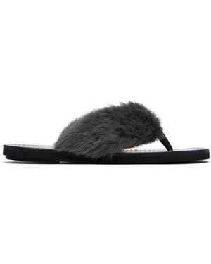 Dries Van Noten Grey Calf-hair Flip Flops - Black