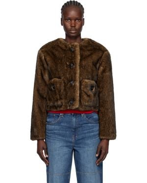 Marc Jacobs Teddy Cropped Faux-Fur Jacket - Black