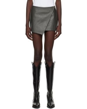 Frankie Shop Lightweight Lambskin Wrap Miniskirt - Black