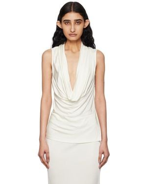 Helmut Lang オフホワイト カウルネック トップス - ブラック