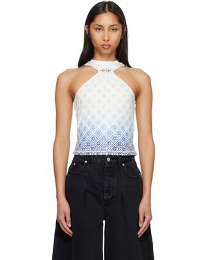CASABLANCA Off- Printed Draped Tank Top - Black
