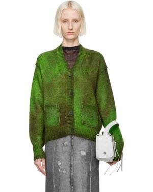Acne Studios ーン スプレーフィニッシュ カーディガン - グリーン